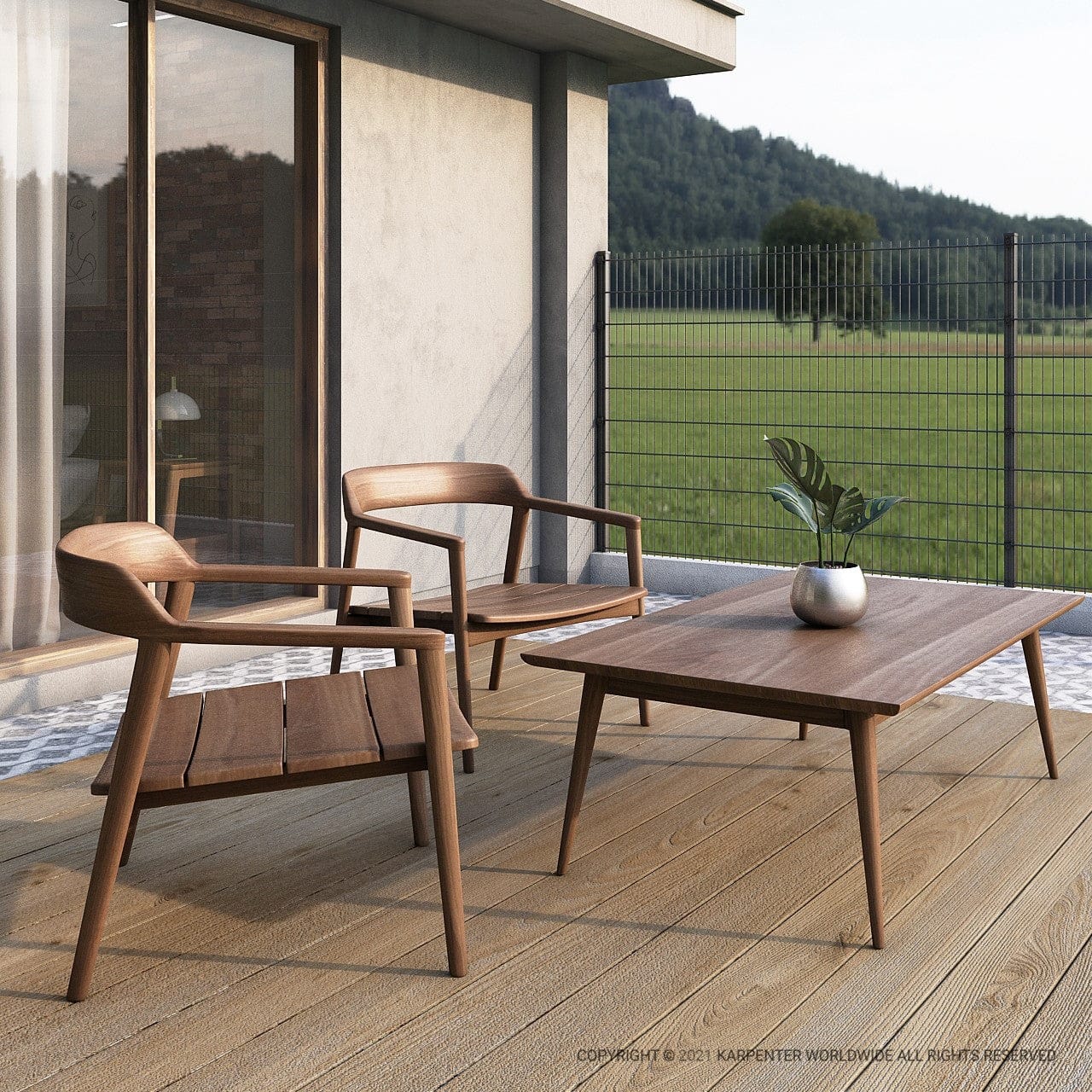 Grasshopper outdoor easy chair set on patio