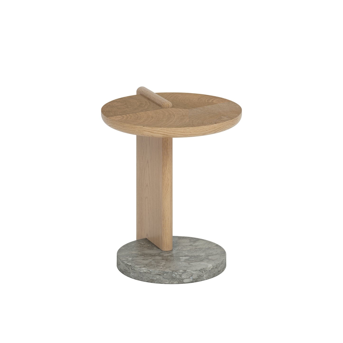 Leo End Table - Oak End Grain - Grey Marble