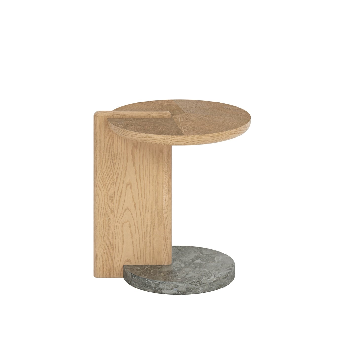 Leo End Table - Oak End Grain - Grey Marble