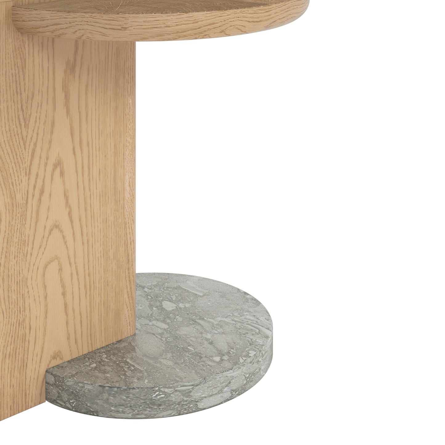 Leo End Table - Oak End Grain - Grey Marble