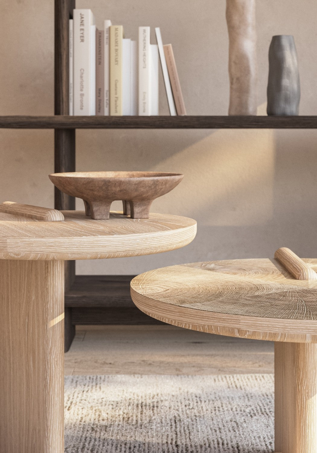 Leo Small Coffee Table - Oak End Grain - Grey Marble