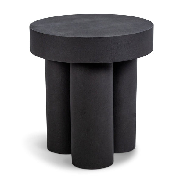 Black cylindrical side table