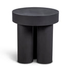 Black round side table with three legs