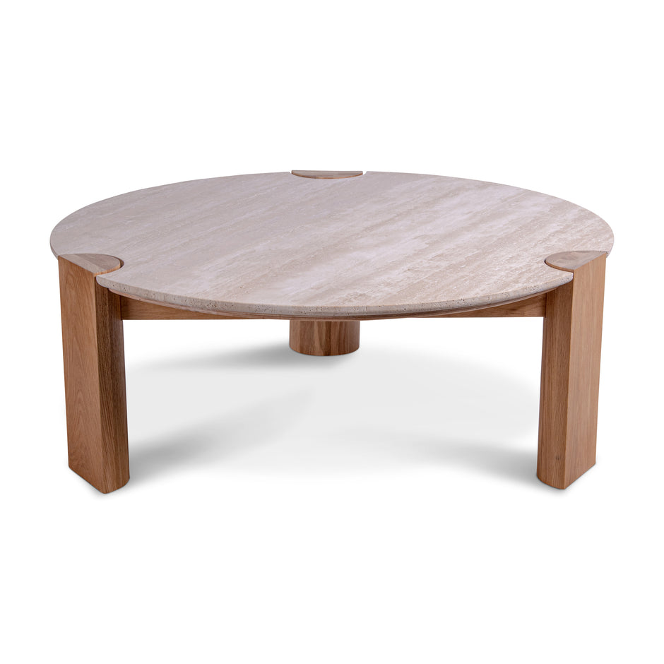 Venice Coffee Table - Travertine Top and Oak Base