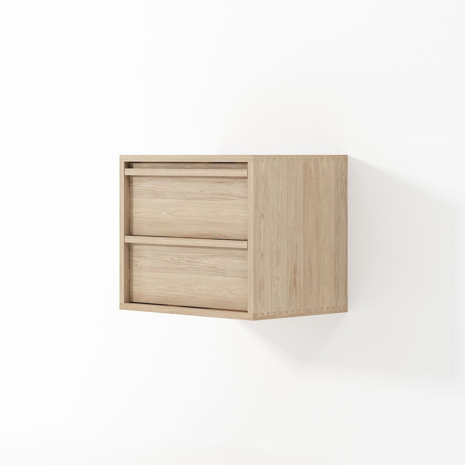 Aequilibris Floating Cabinet with 2 Vertical Drawers - European Oak