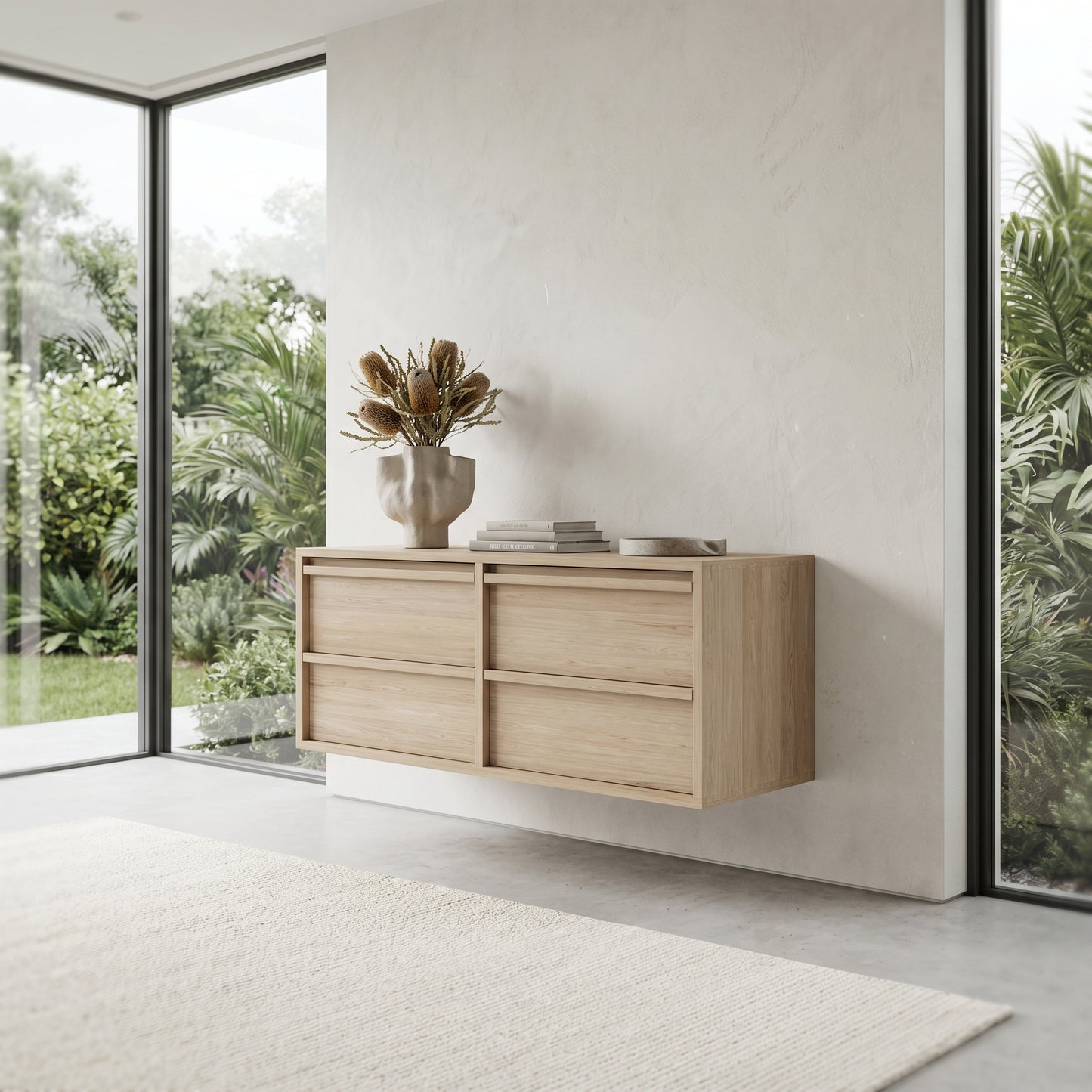 Aequilibris Floating Cabinet with 4 Drawers - European Oak