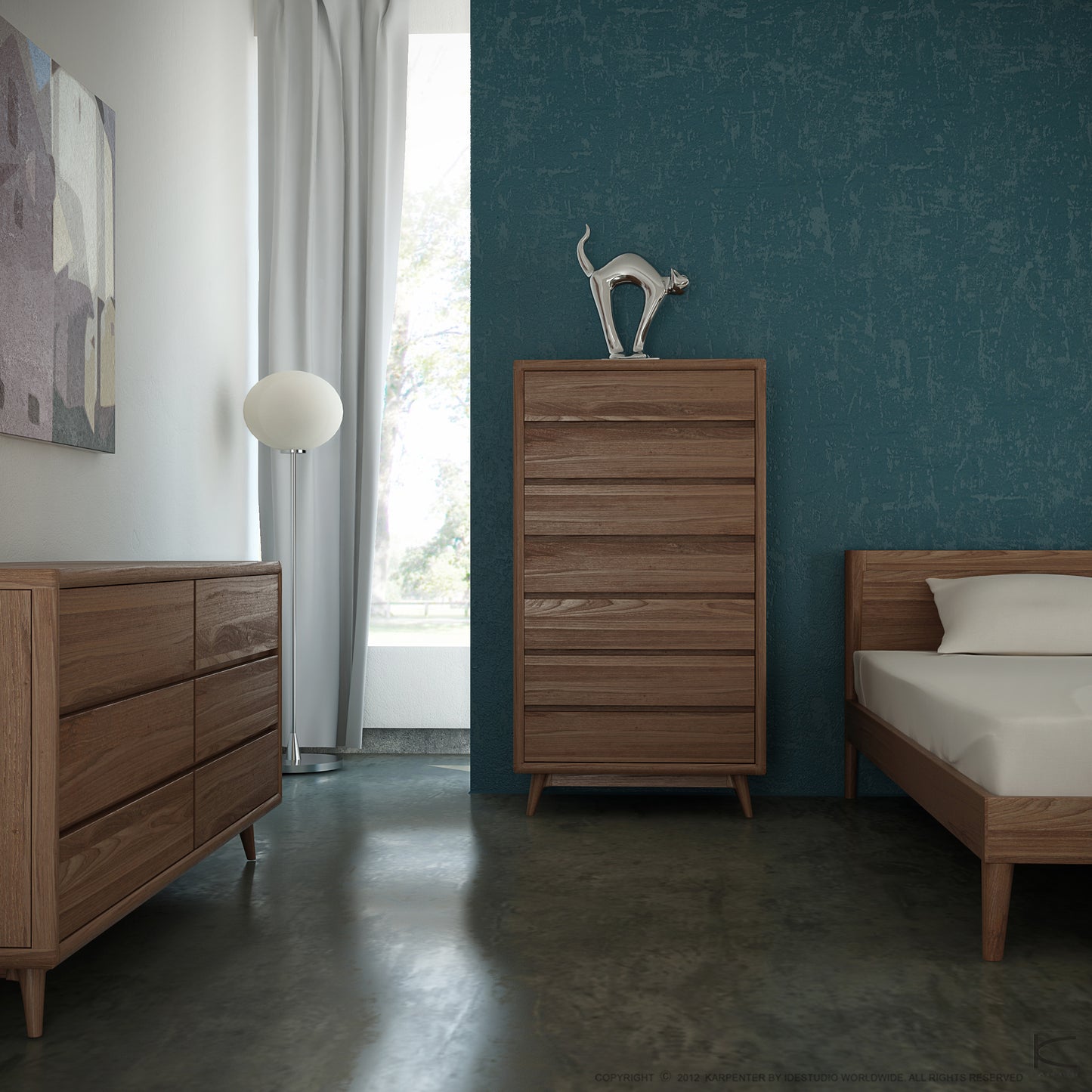 Vintage Queen Bed with 2 Vintage Bedside Tables and Chest | FSC Recycled Teak