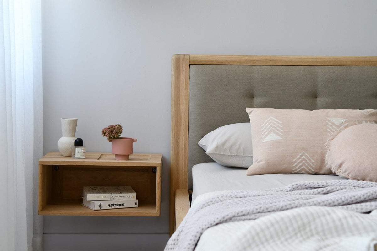 Bedroom with wooden bed frame and nightstand, KCC12OKCC410_2