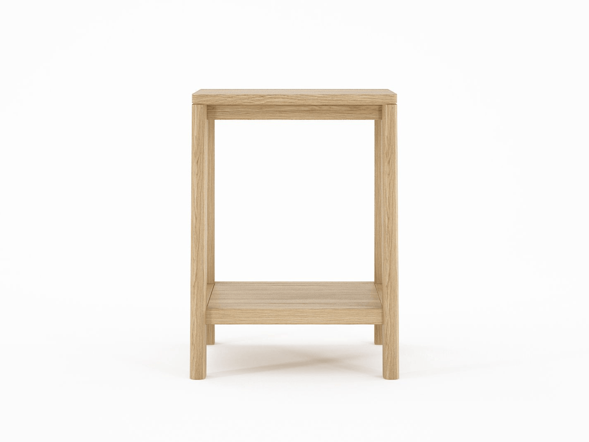 Wooden side table, front view