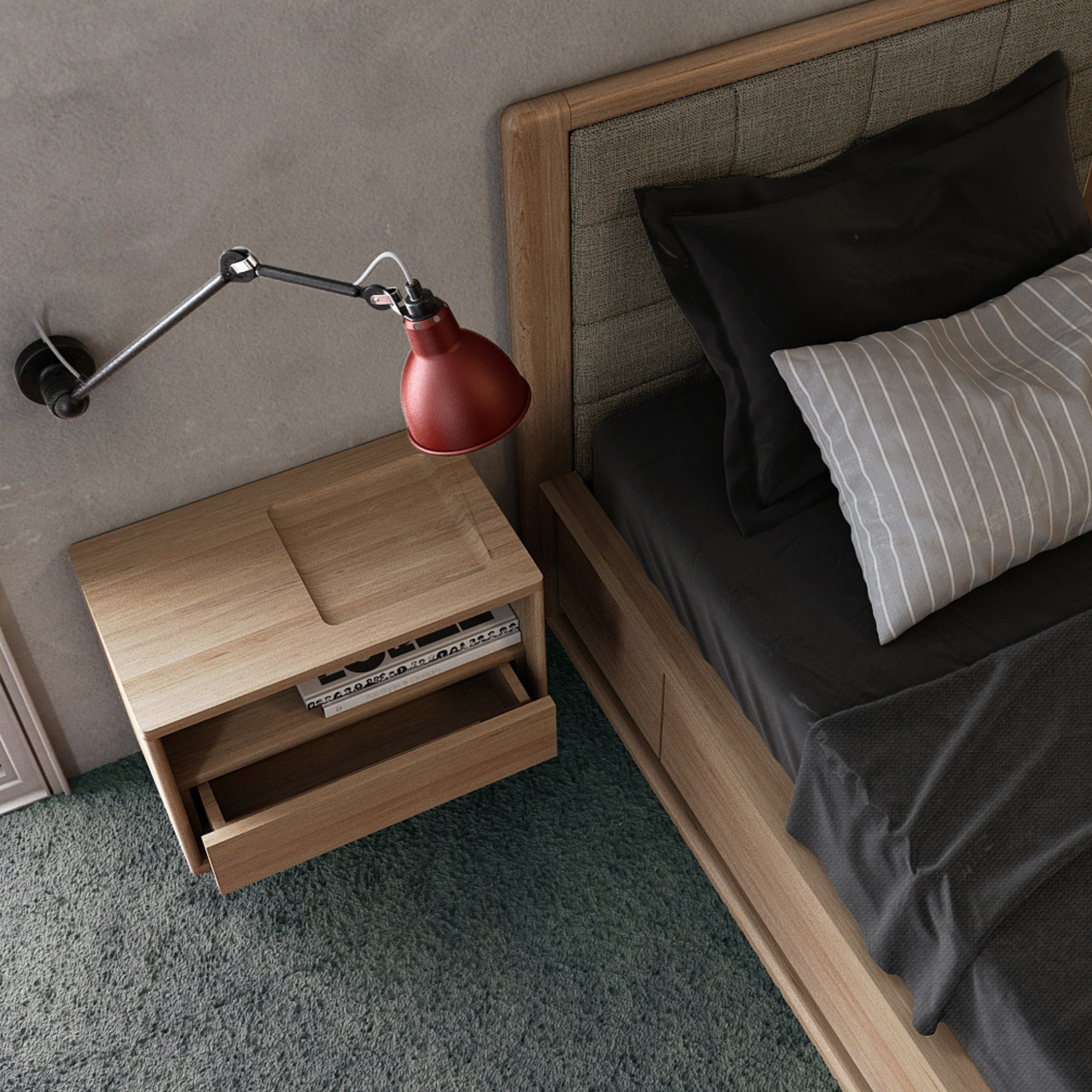 Circa Floating Bedside Left (Right Groove) - European Oak