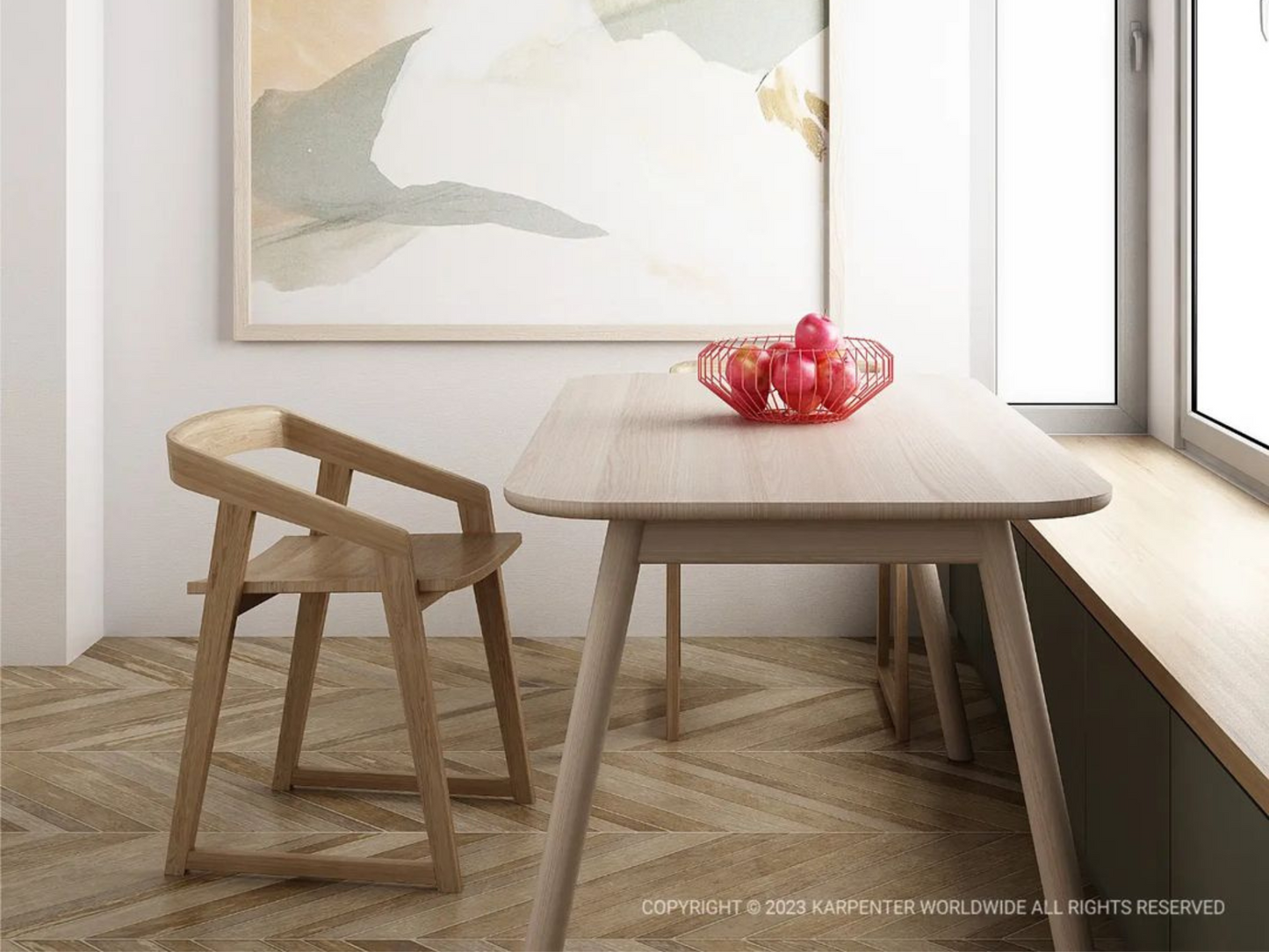 Curbus Round Corner Dining Table 160(CM) - White Ash