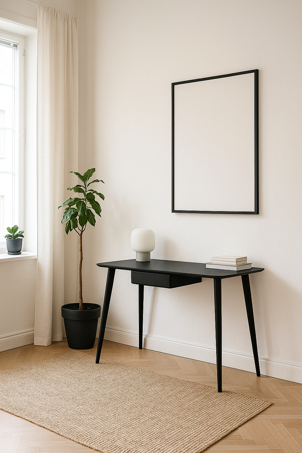 Domani Desk with Draw -  Black Satin