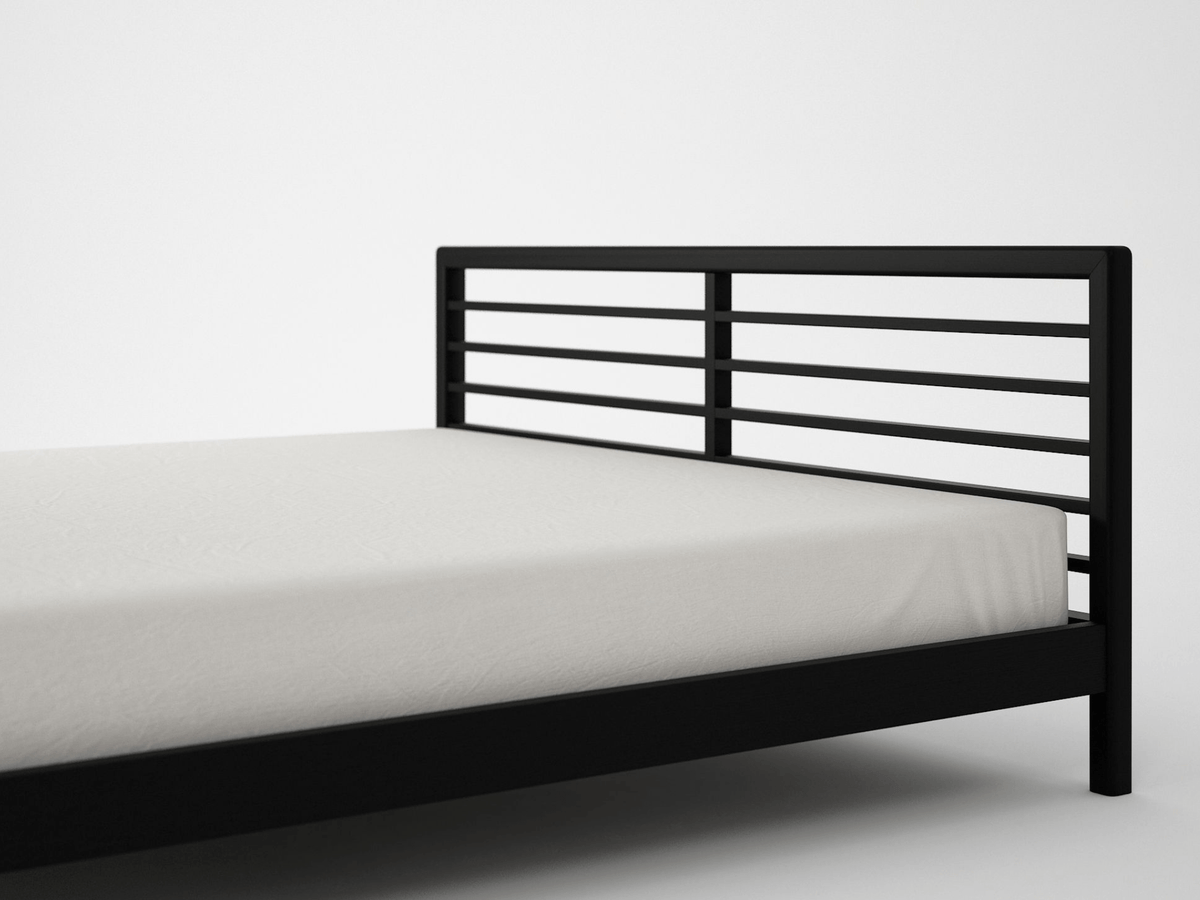 Black bed frame KJ006SB-4 with horizontal headboard