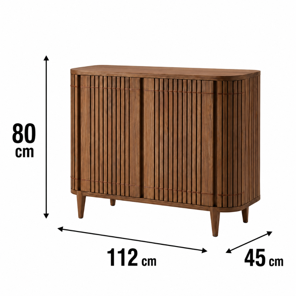 Wooden cabinet with dimensions labeled on a white background