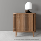 KKP04T close-up of wooden cabinet with lamp