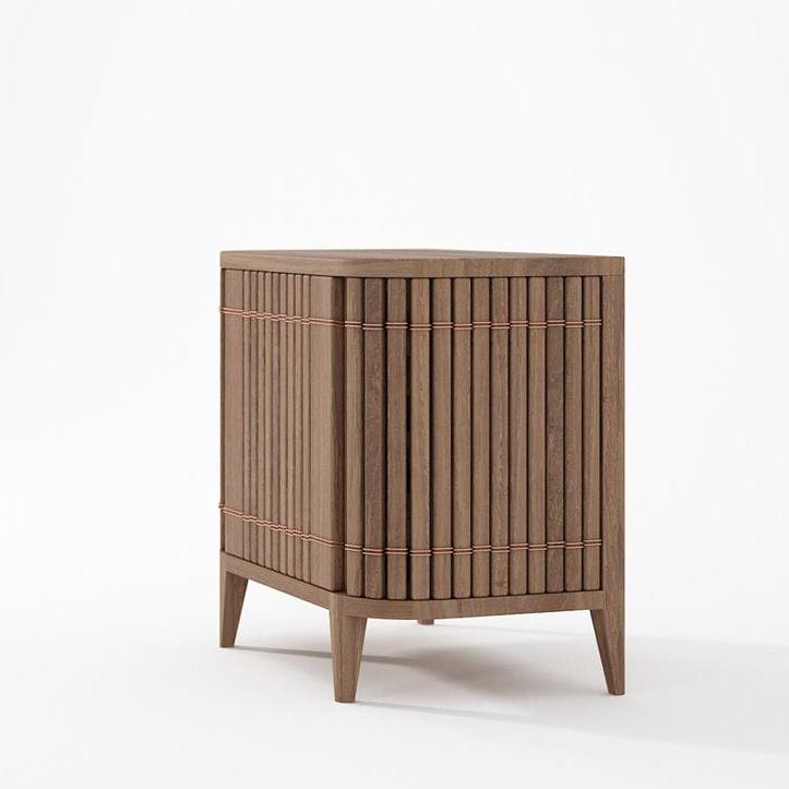 Wooden cabinet with vertical slats