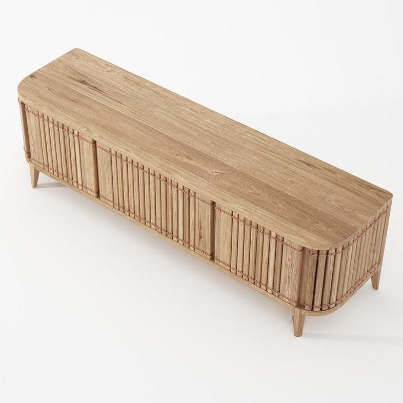 Wooden KKP05O-4 entertainment console with fluted doors