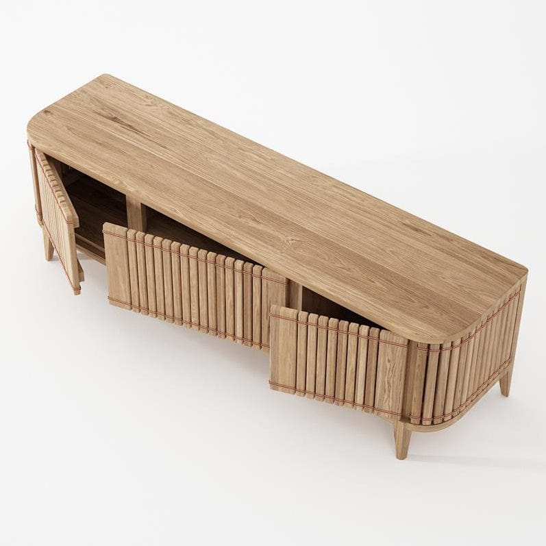 KKP05O-5 Wooden TV stand with ribbed doors