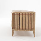 Wooden cabinet KKP05O-6 with vertical slats and copper accents