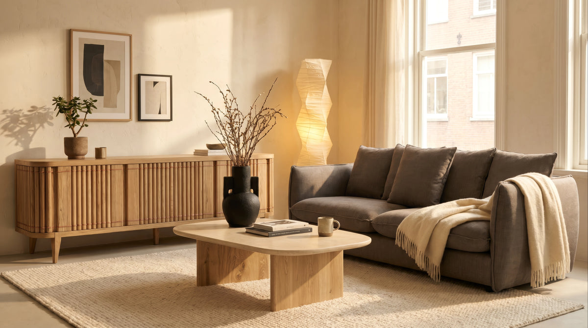 Koppar Media Cabinet with 3 Doors - European Oak