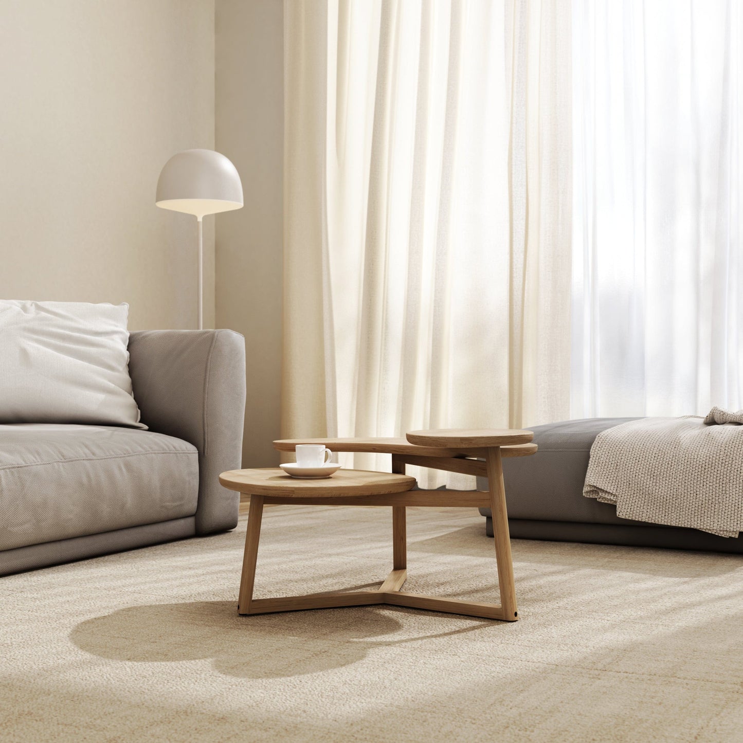 Modern living room with round coffee table