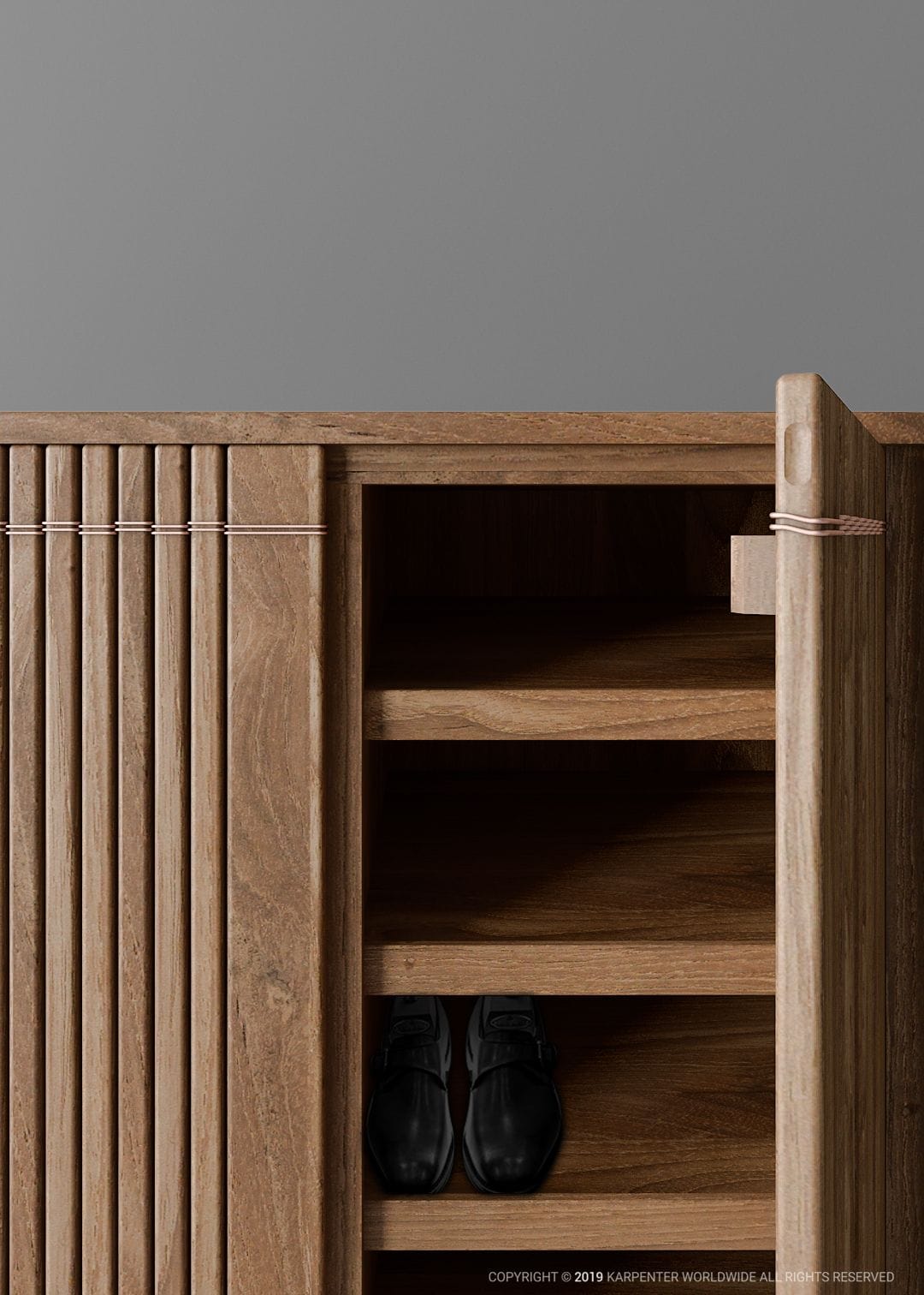 KOPPAR shoe rack with open door and visible shoes.