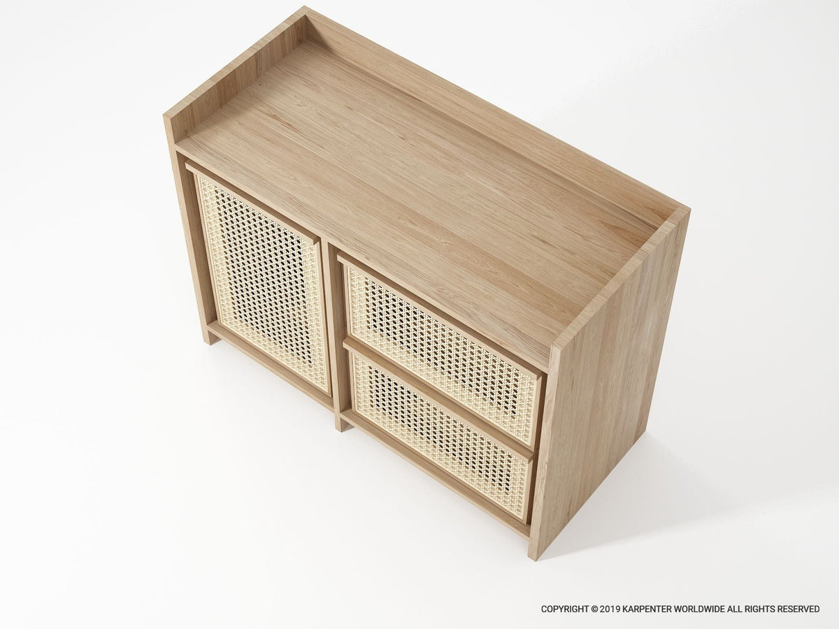 KRT008O-4 wooden cabinet with rattan doors