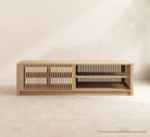 Modern wooden TV console with sliding door