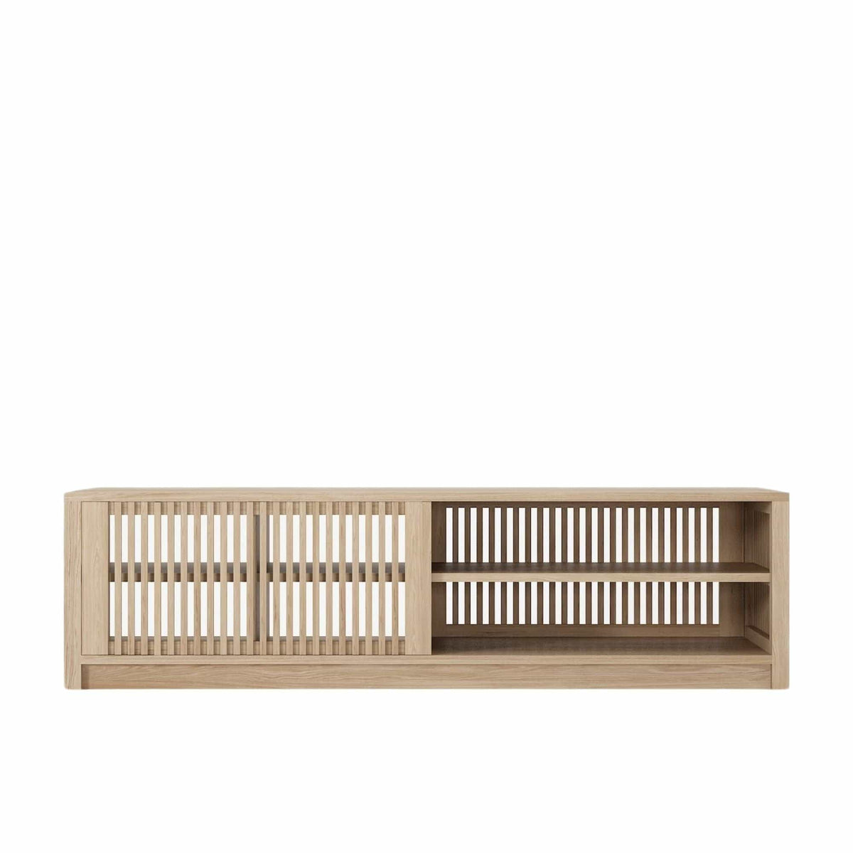 Wooden Slatted TV Stand