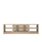 KRY02O_3 wooden media console with slatted doors and shelves