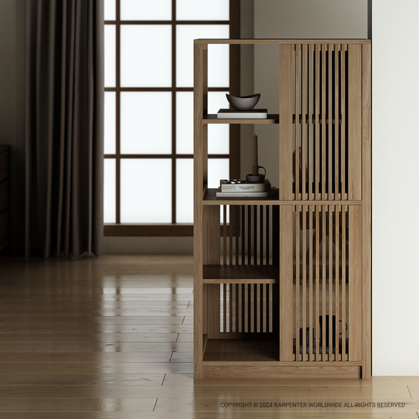 Ray Open Tall Cabinet -European Oak