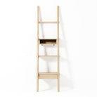Wooden ladder shelf with drawer
