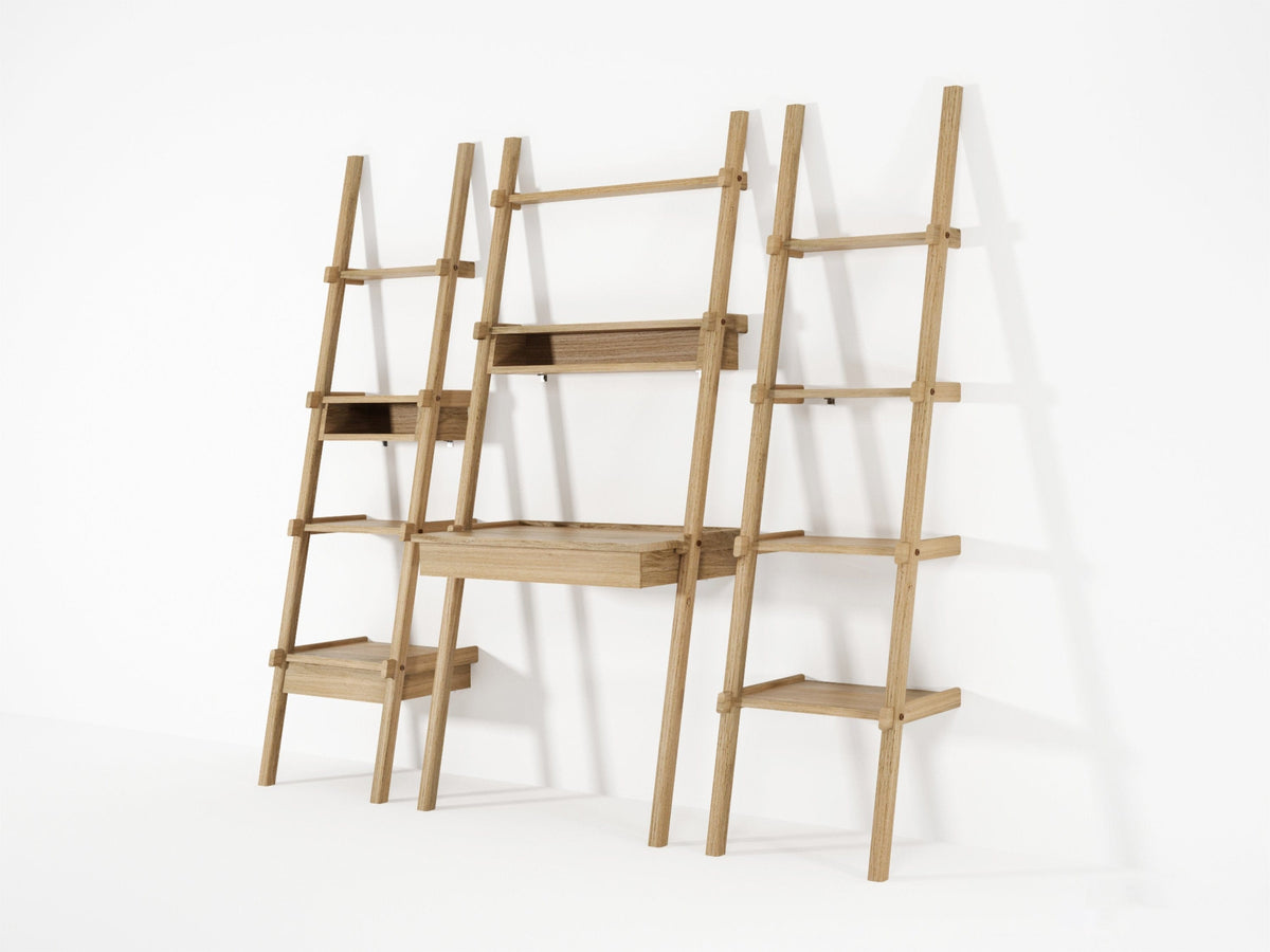 KSC003O wooden ladder desk and shelving unit