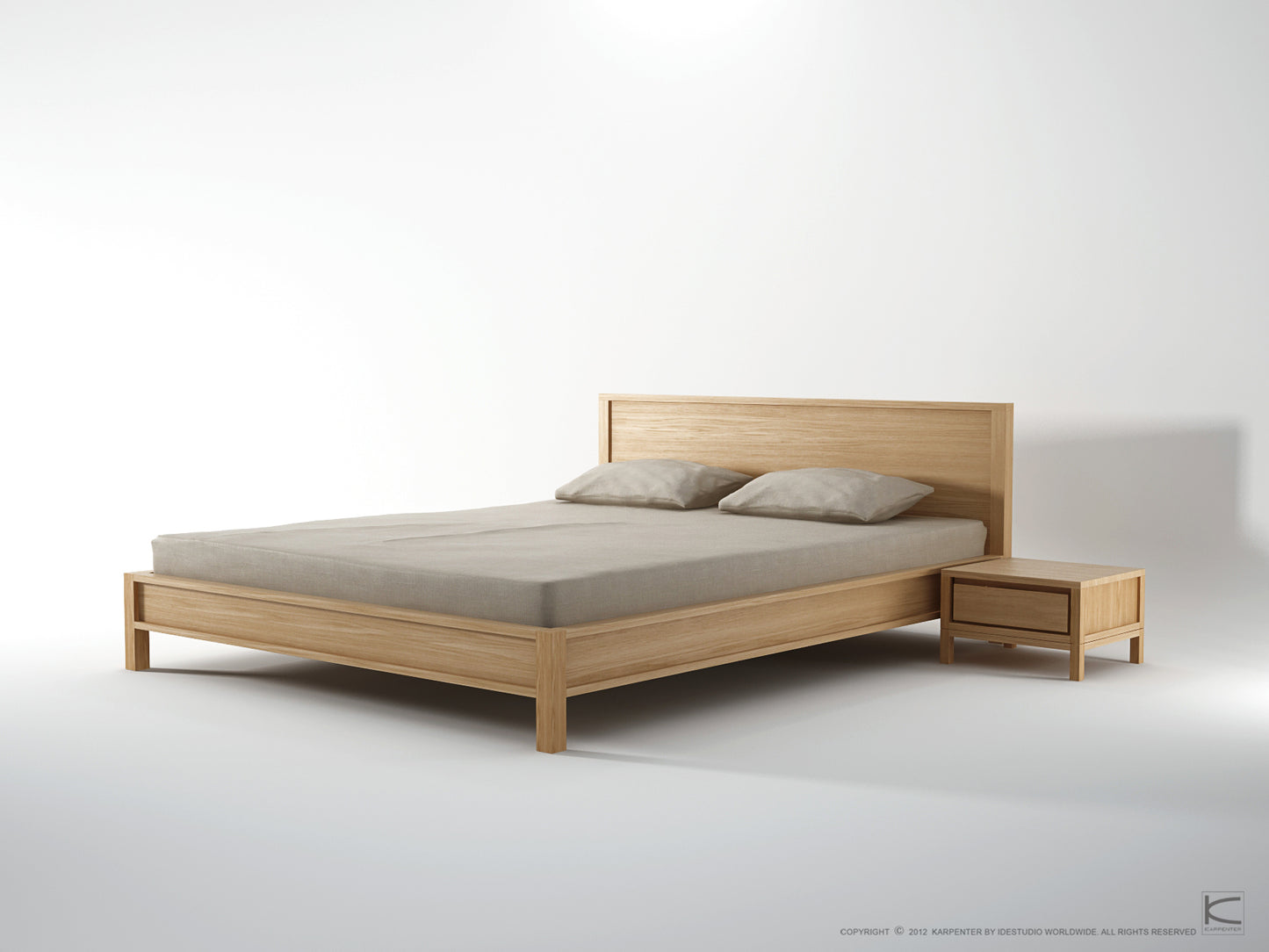 Solid King Bed with 2 Bedside Tables | European Oak