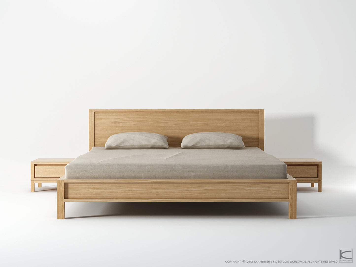 Solid King Bed with 2 Bedside Tables | European Oak