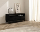 KT025SB black TV stand in modern lifestyle setting