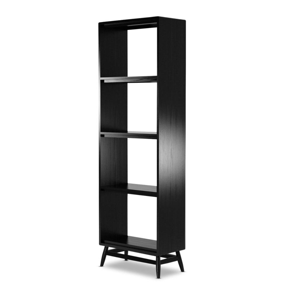 Tall Black bookcase from black stained European Oak Solid Wood