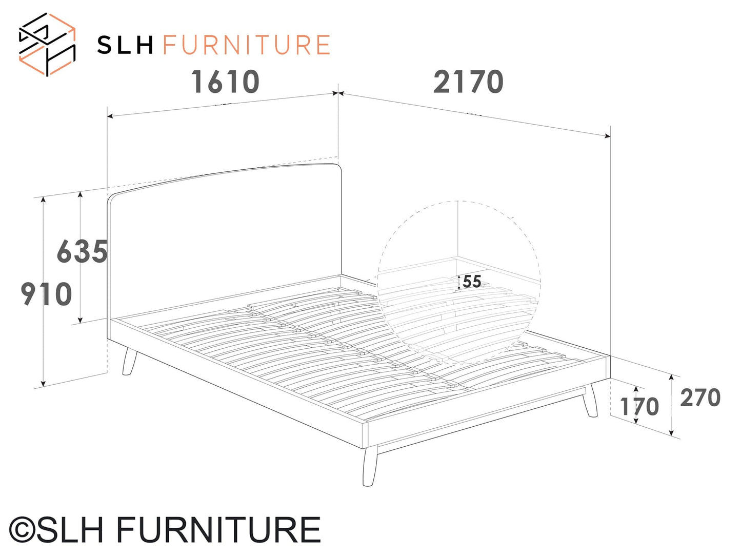KT031 Twist Queen Bed Dimensions