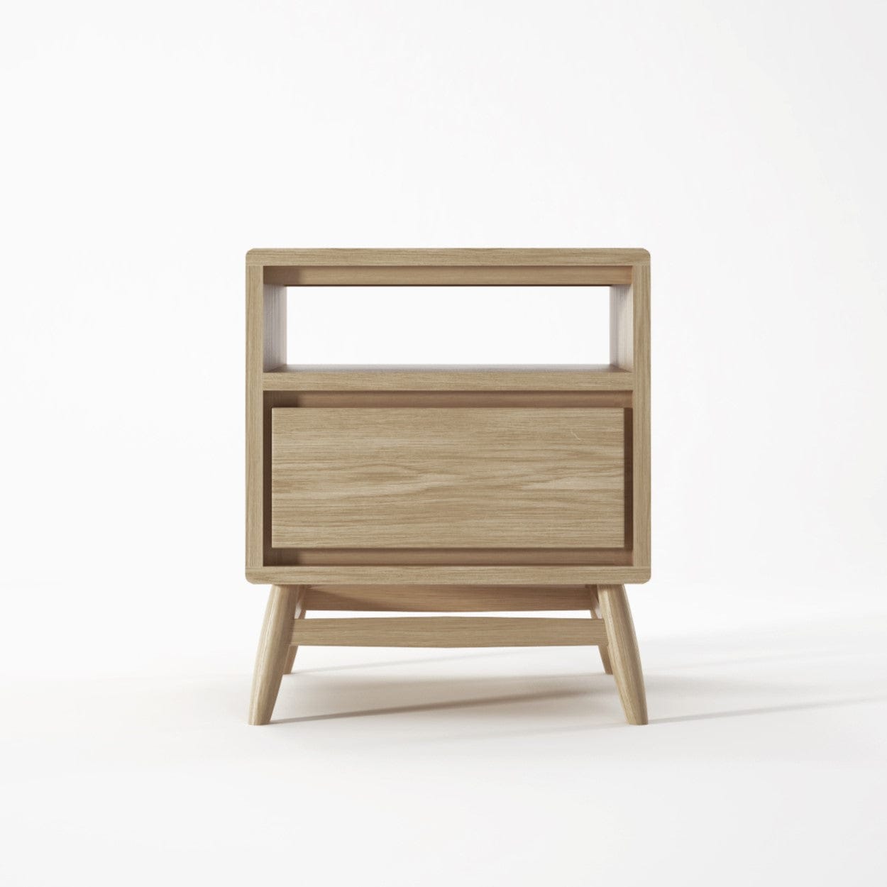 KT033O-2 wooden nightstand with drawer and shelf
