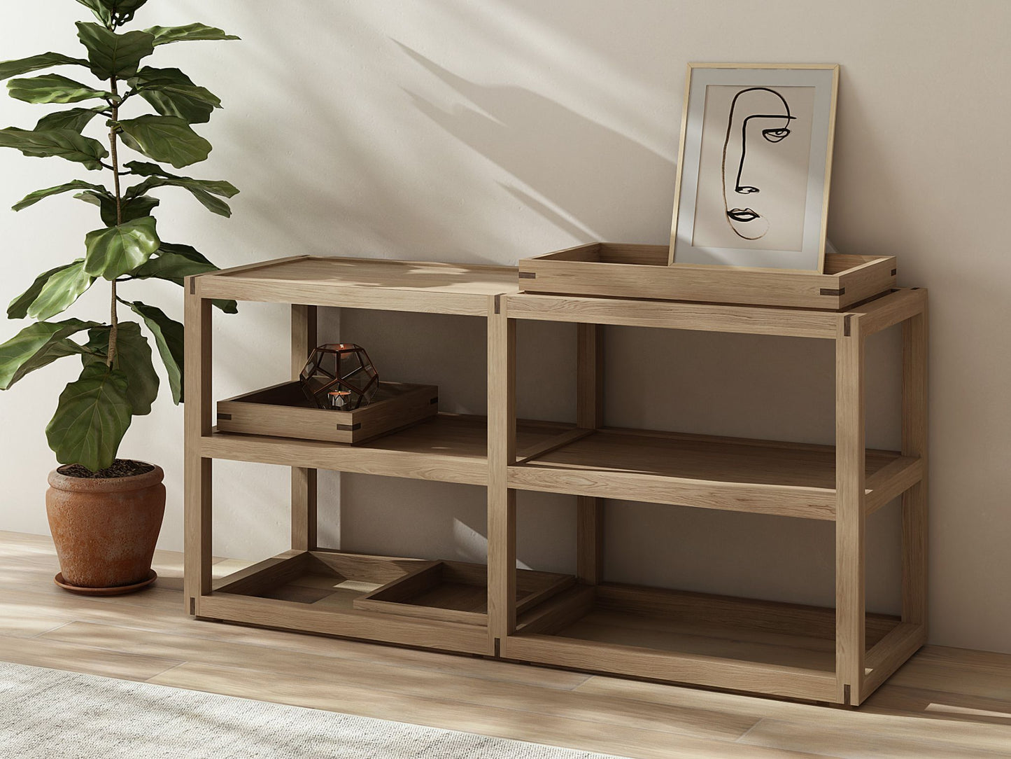 Up and Down Small Open Sideboard  - European Oak