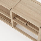 Wooden storage unit with open shelves