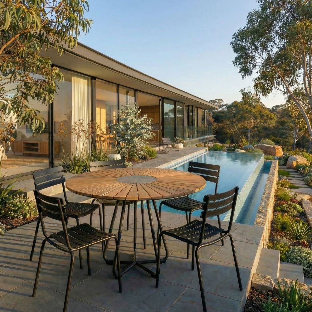 Circle Dining Table - Bamboo | Grey 110(CM)