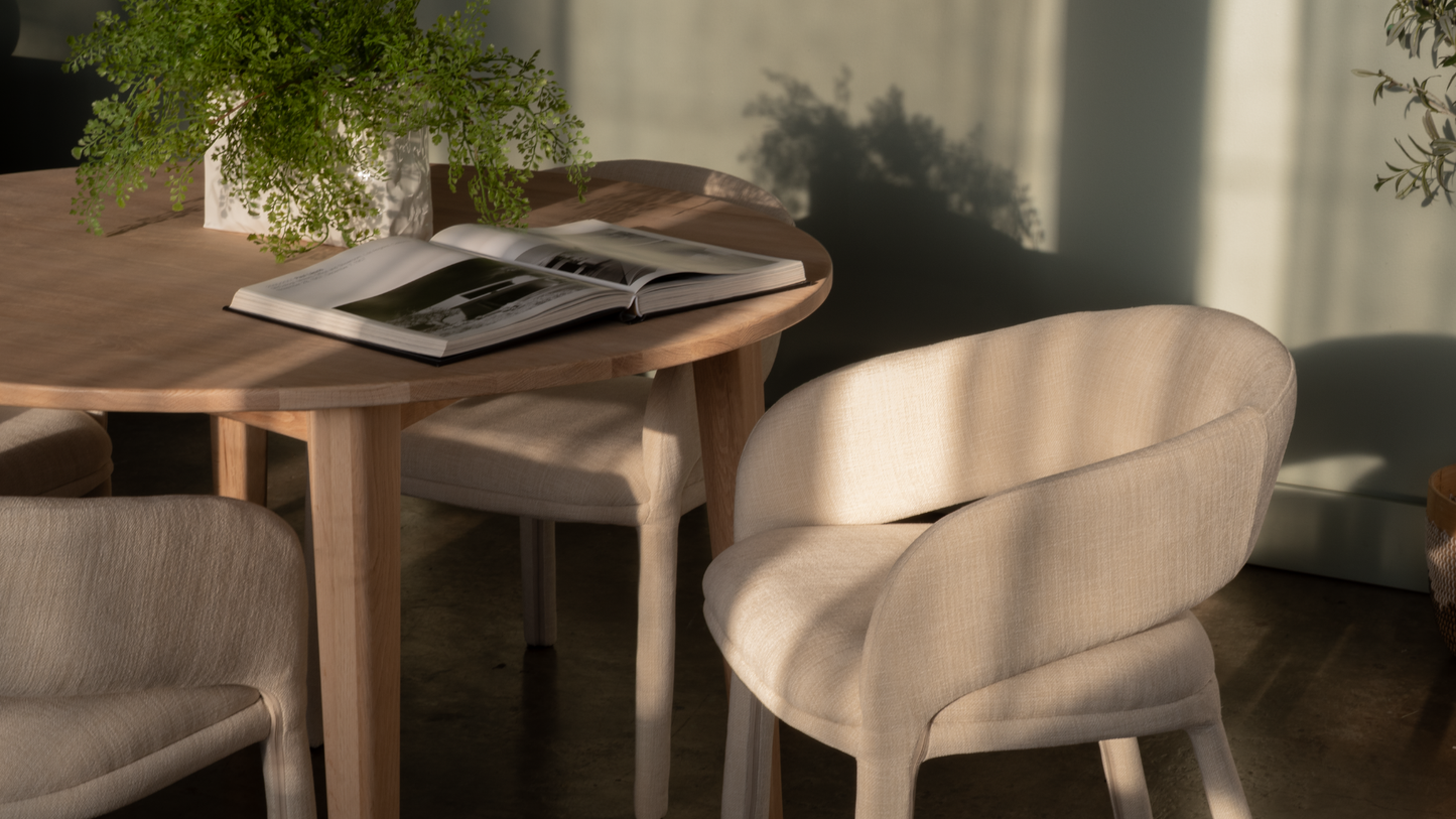 Lola Dining Chair Natural Vanilla Upholstery