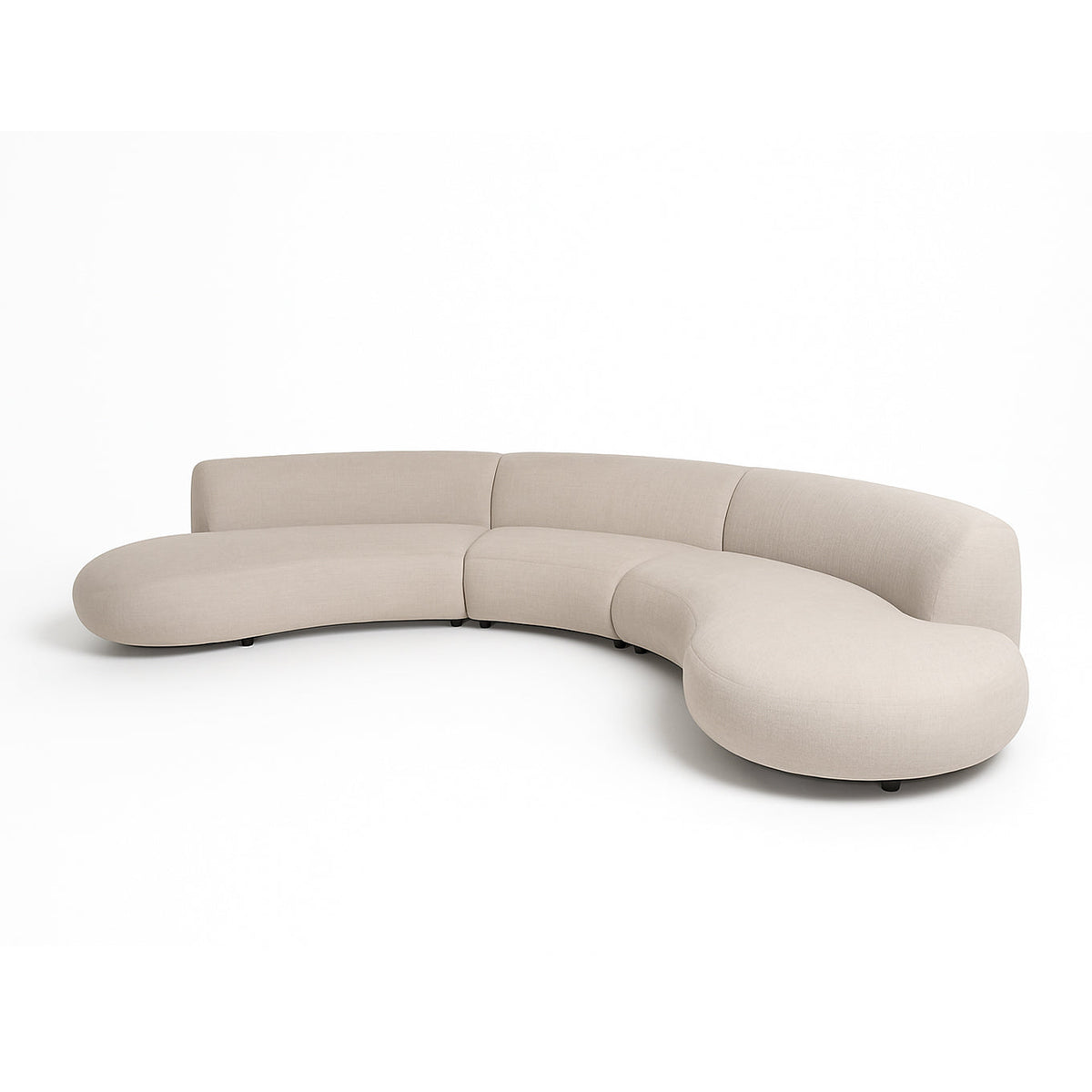 Beige curved sofa on a white background