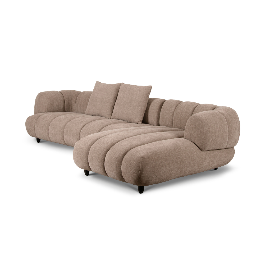 Reya 4 Seater Lounge in Mushroom Fabric