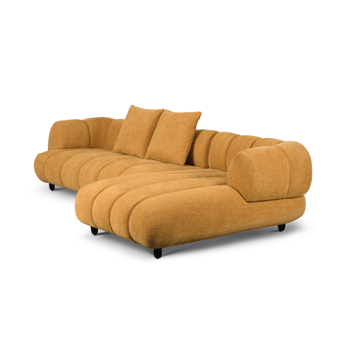 Reya 4 Seater Lounge in Mustard Fabric