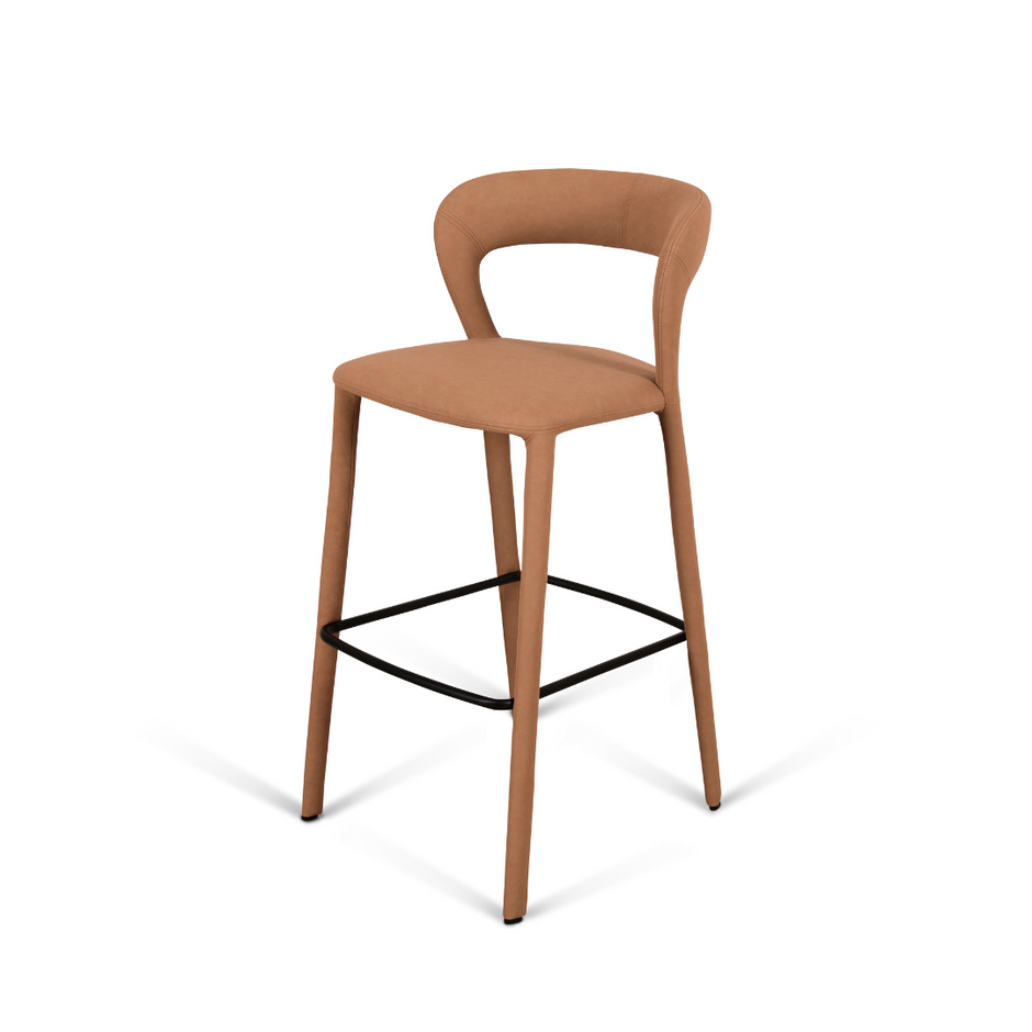 Hudson Bar Chair Butterscotch Leather Look Upholstery