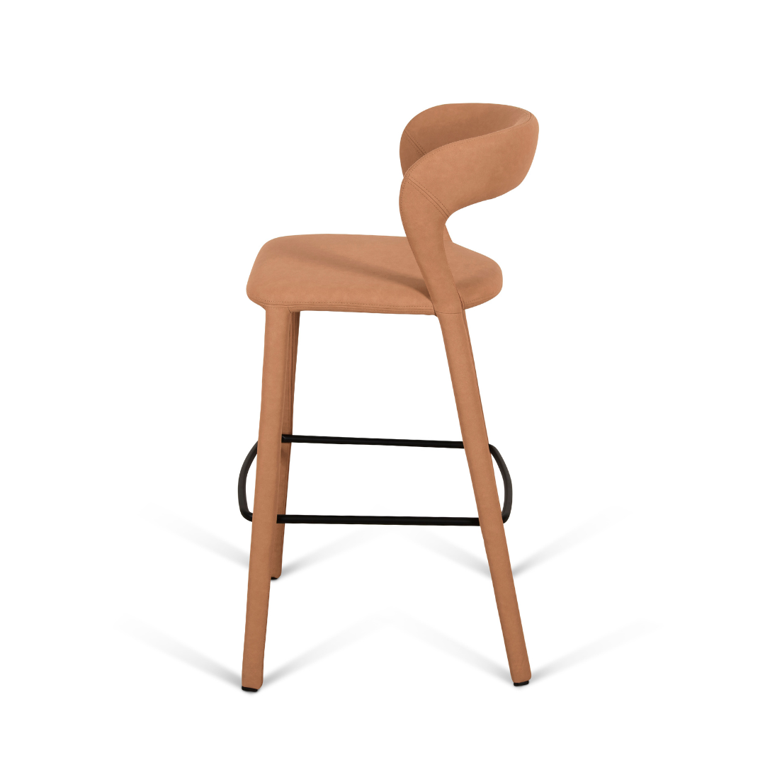 Hudson Bar Chair Butterscotch Leather Look Upholstery