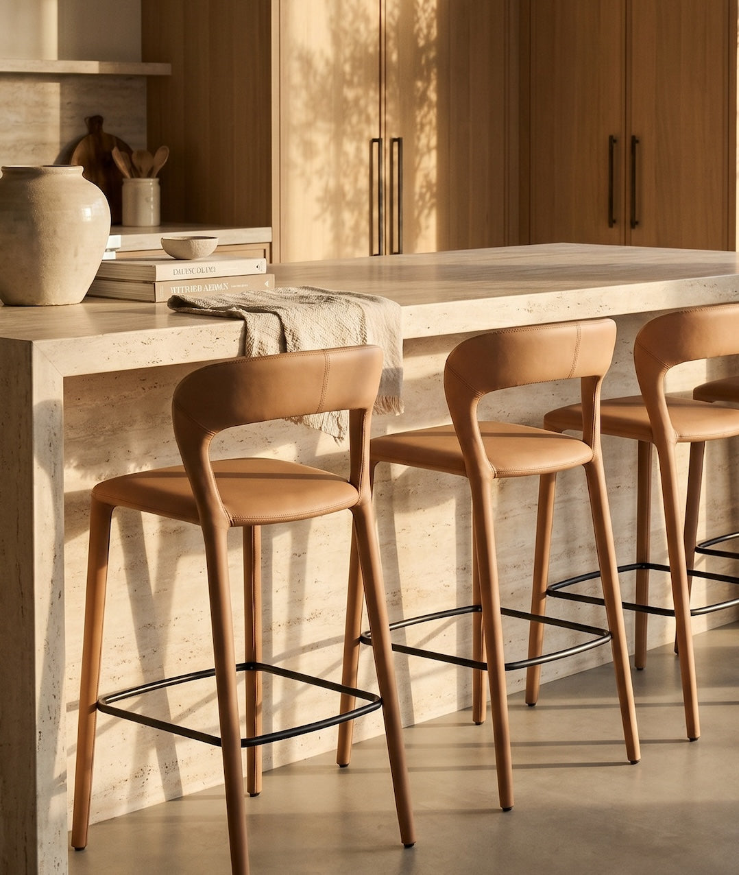 Hudson Bar Chair Butterscotch Leather Look Upholstery