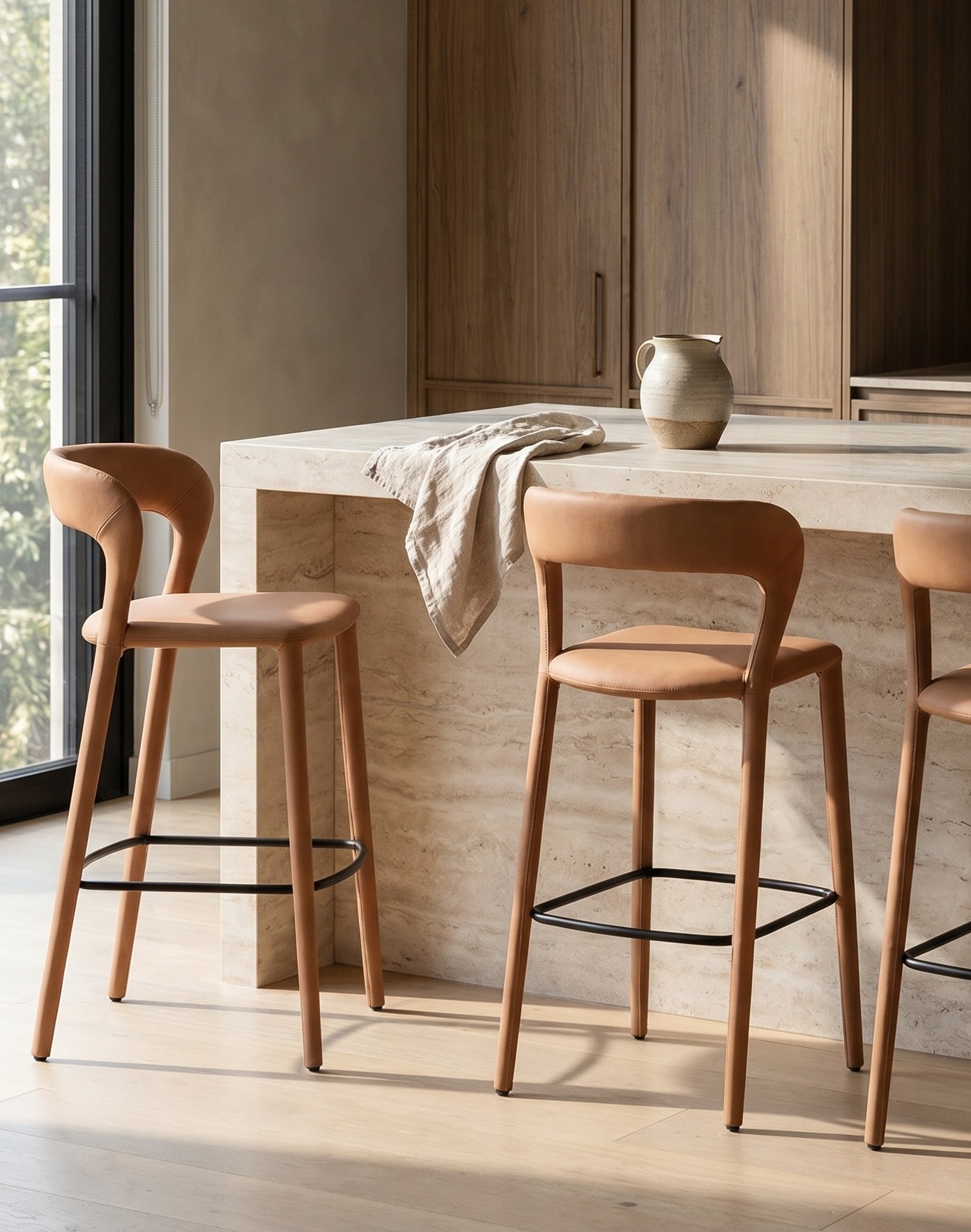 Hudson Bar Chair Butterscotch Leather Look Upholstery